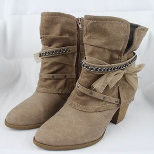Tan Suede Country Rustic Booties